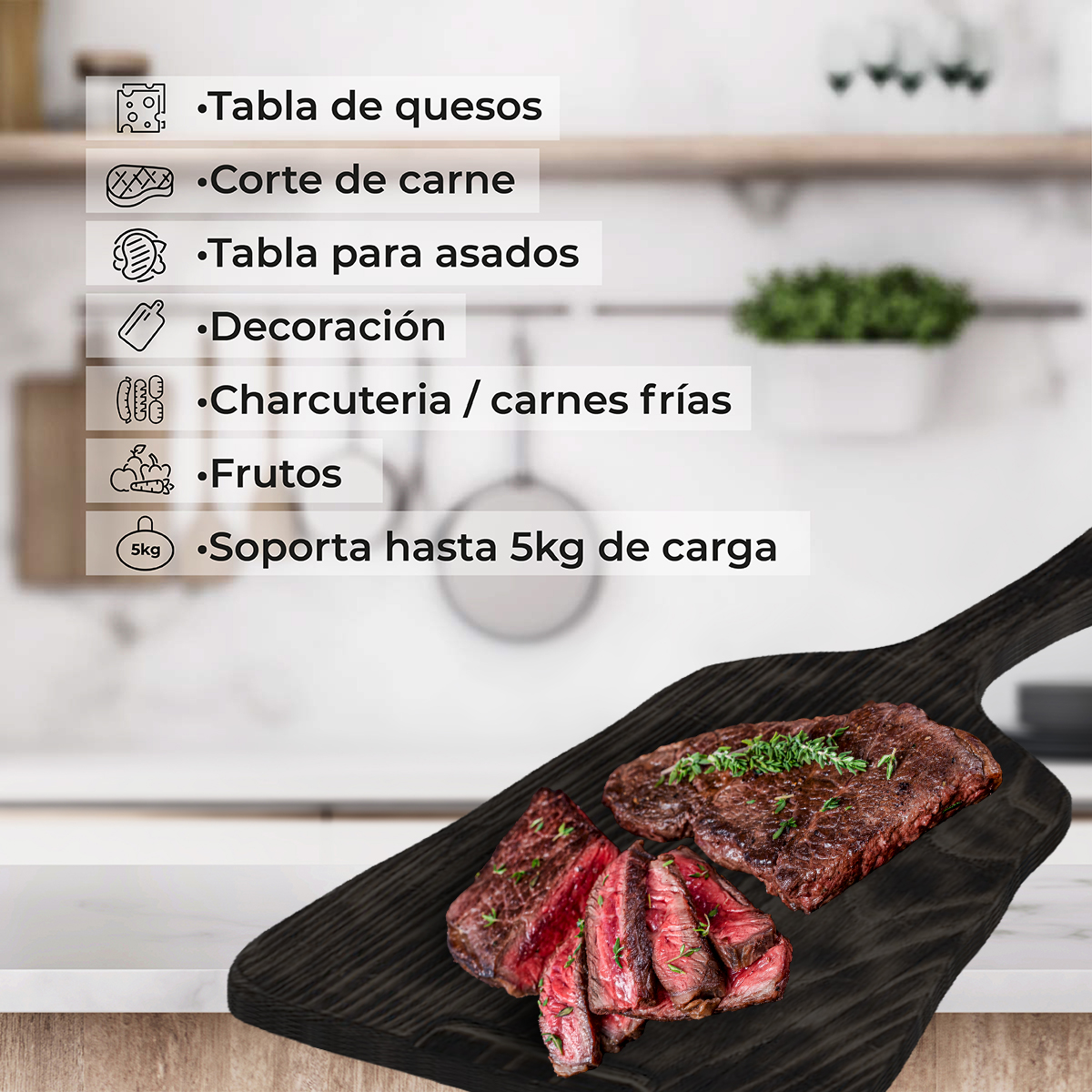 Tabla para picar de madera (pino) rectangular I tabla de quesos y charcuteria I tabla de decoración y corte para carne asados I hecho 100% a mano I LIVE II: Chica 27 x 27 x 19 x 2.5.