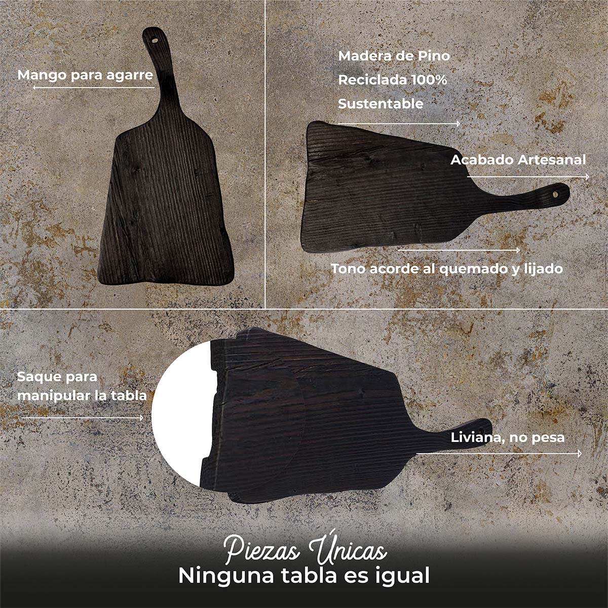 Tabla para picar de madera (pino) rectangular I tabla de quesos y charcuteria I tabla de decoración y corte para carne asados I hecho 100% a mano I LIVE II: Chica 27 x 27 x 19 x 2.5.