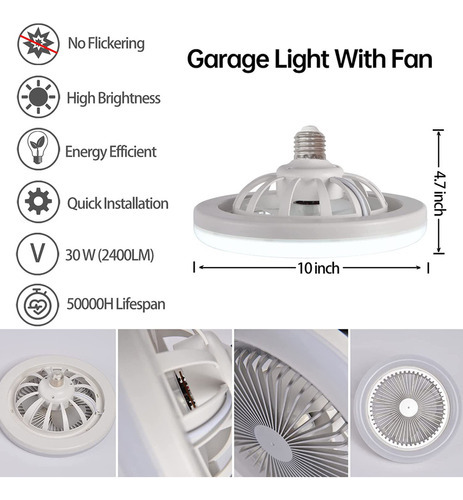 Lámpara De Ventilador Multifunción Foco Led De 30 W E27/e26 Cantidad de aspas 3 Color de la estructura Blanco Color de las aspas White Diámetro 26 cm Frecuencia 1 Material de las aspas Plástico