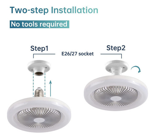 Lámpara De Ventilador Multifunción Foco Led De 30 W E27/e26 Cantidad de aspas 3 Color de la estructura Blanco Color de las aspas White Diámetro 26 cm Frecuencia 1 Material de las aspas Plástico
