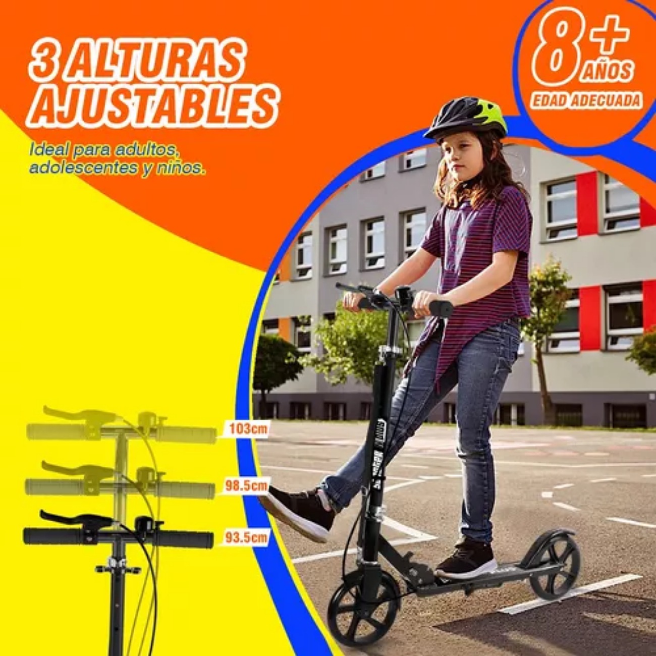 Scooter Patin Diablo Plegable Ajustable Urbano Niños Adultos