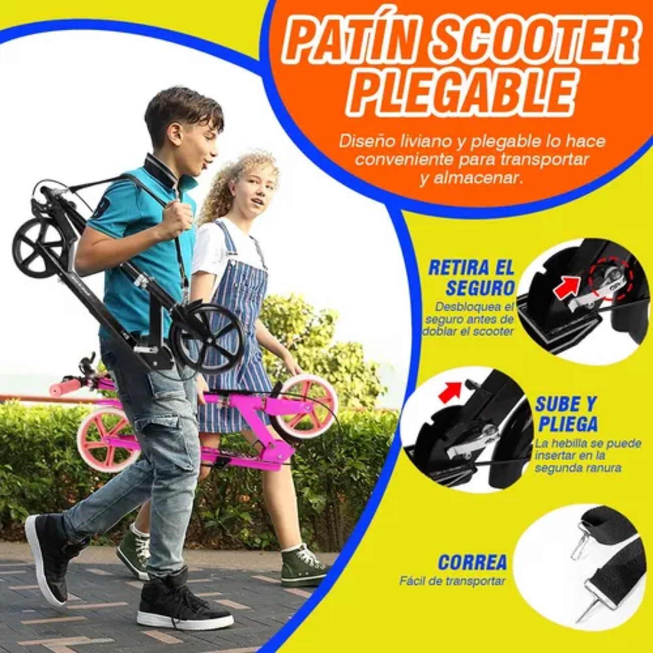 Scooter Patin Diablo Plegable Ajustable Urbano Niños Adultos