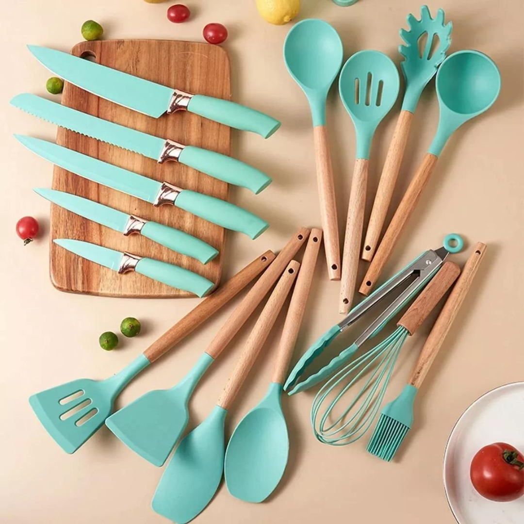  Utensilios Cocina De Silicona y Juego De Cuchillos.