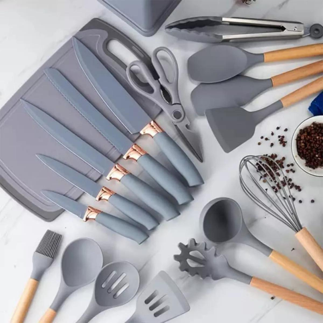  Utensilios Cocina De Silicona y Juego De Cuchillos.