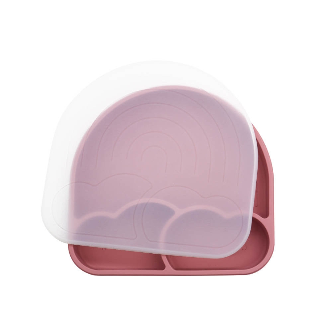 Plato Arcoíris Rosa Nita Nita Baby.- Silicón grado alimenticio con succión antiderrapante