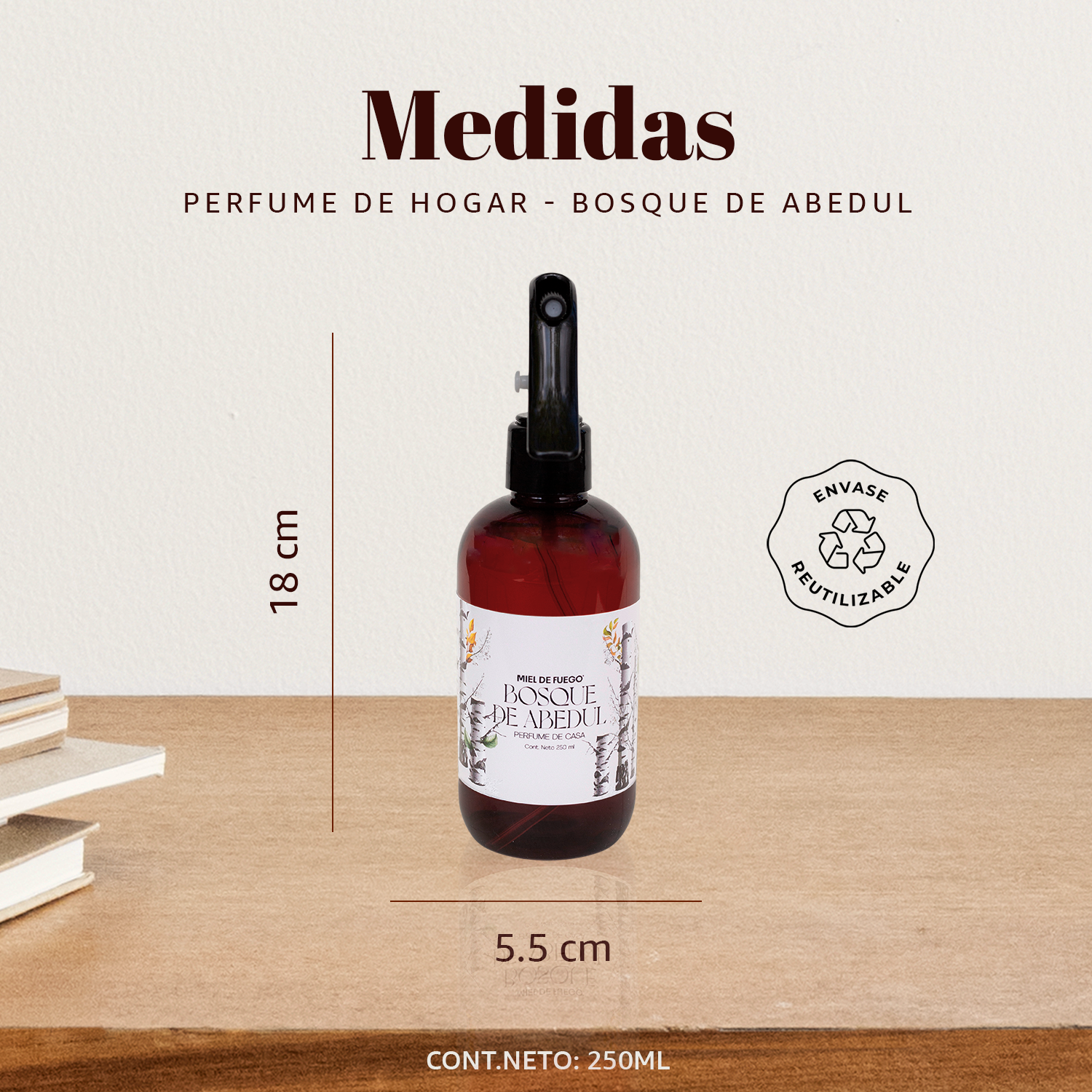 Perfume para Hogar 100% Natural – Aroma Bosque de Abedul | Aroma Duradero – 250 ml | Fusión de Pino con Notas Vívidas de Eucalipto, Ciprés y Haba Tonka.