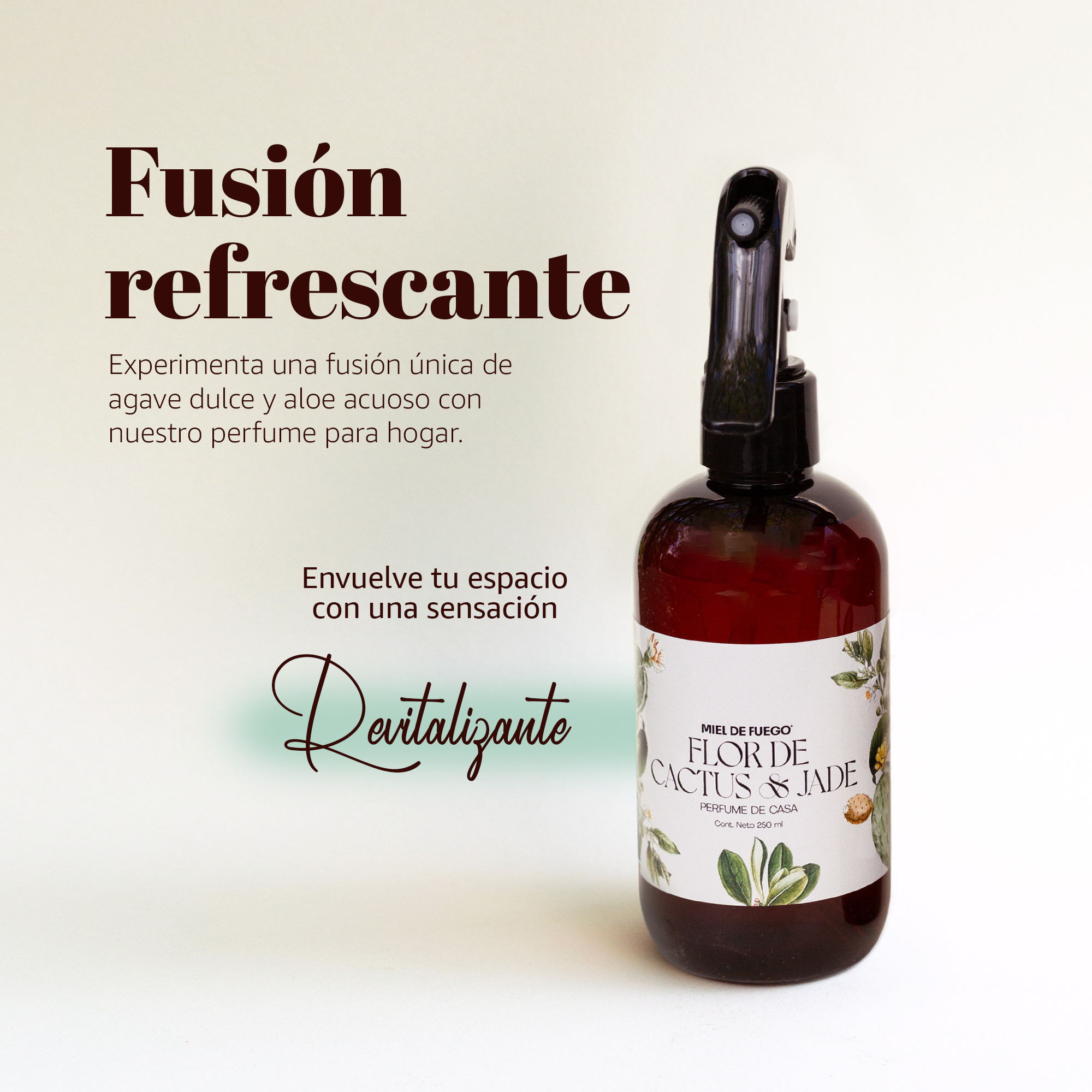 Perfume para Hogar 100% Natural – Aroma Flor de Cactus y Jade | Aroma Duradero – 250 ml |  Fusión de Agave Dulce y Aloe Acuoso .