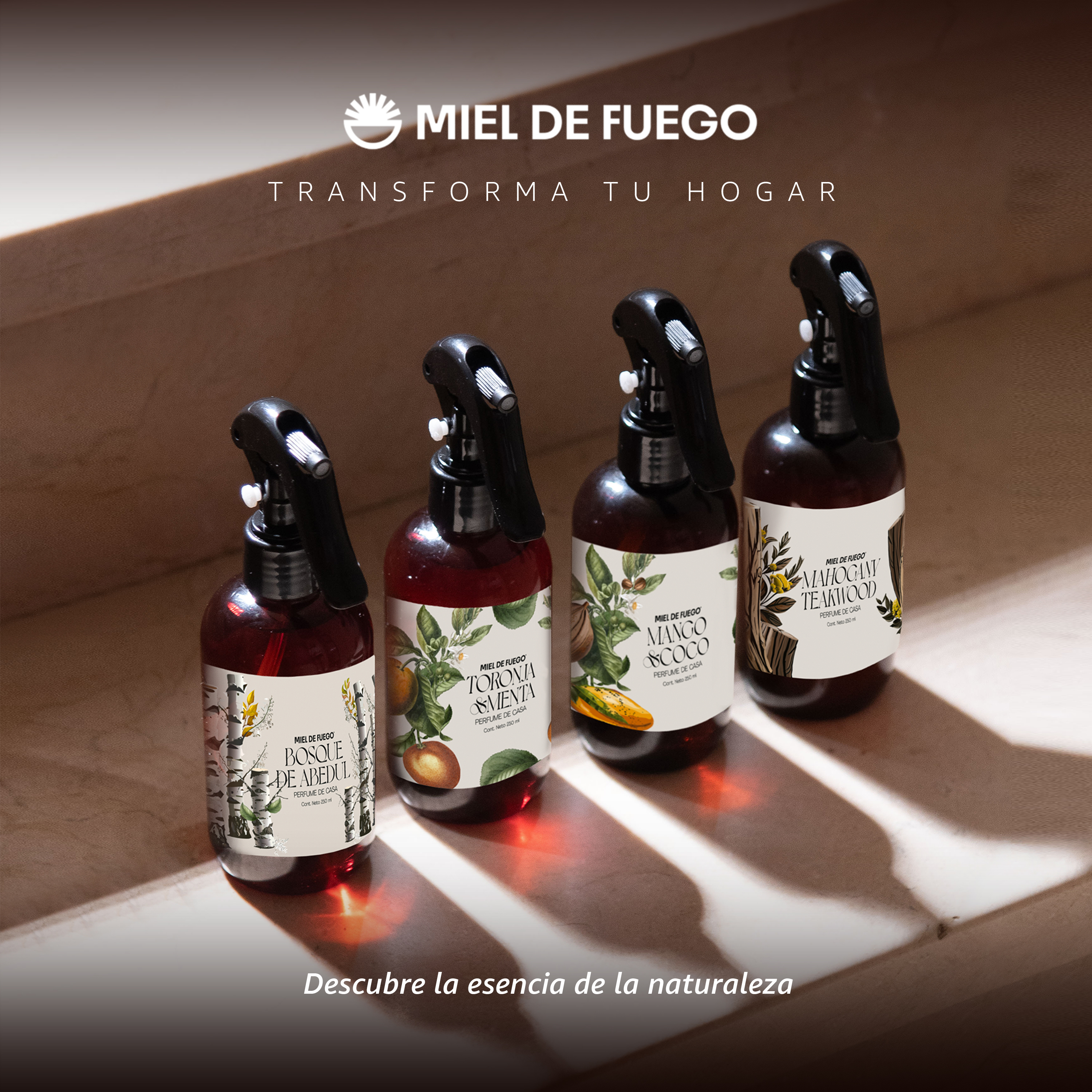 Perfume para Hogar 100% Natural – Aroma Mango y Coco | Aroma Duradero – 250 ml | Fusión de Madera de Cedro y Madera de Roble.