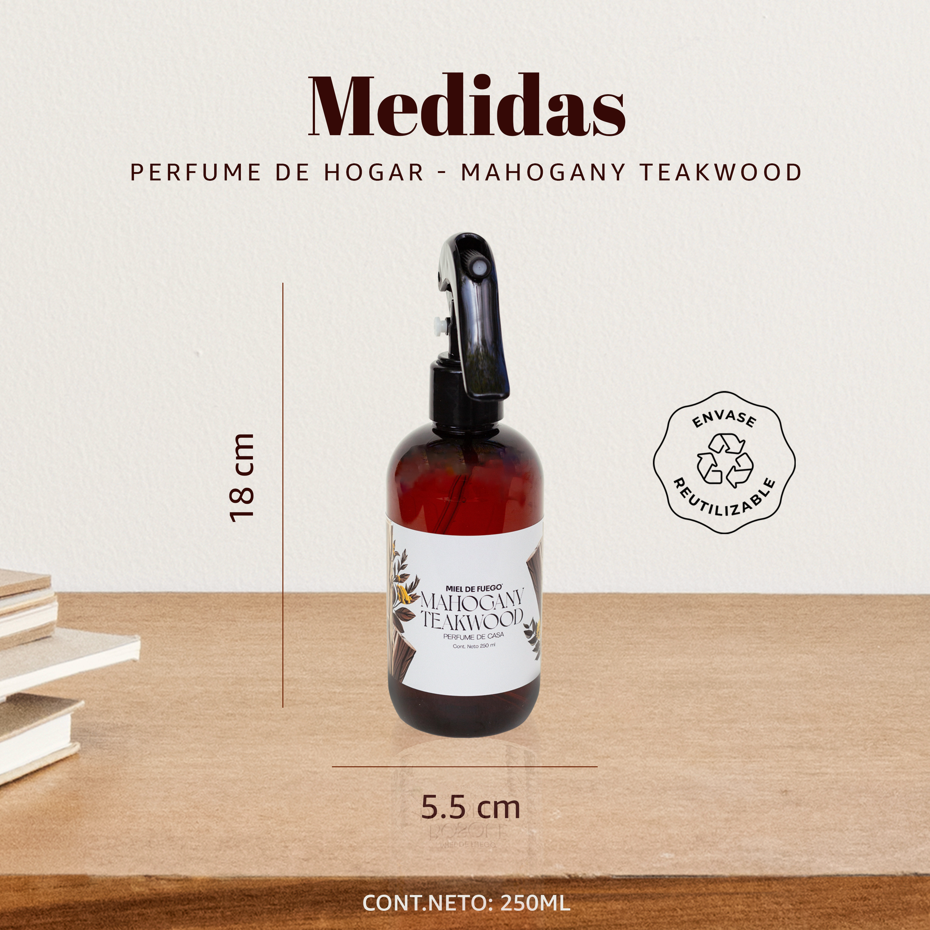 Perfume para Hogar 100% Natural – Aroma Mango y Coco | Aroma Duradero – 250 ml | Fusión de Madera de Cedro y Madera de Roble.