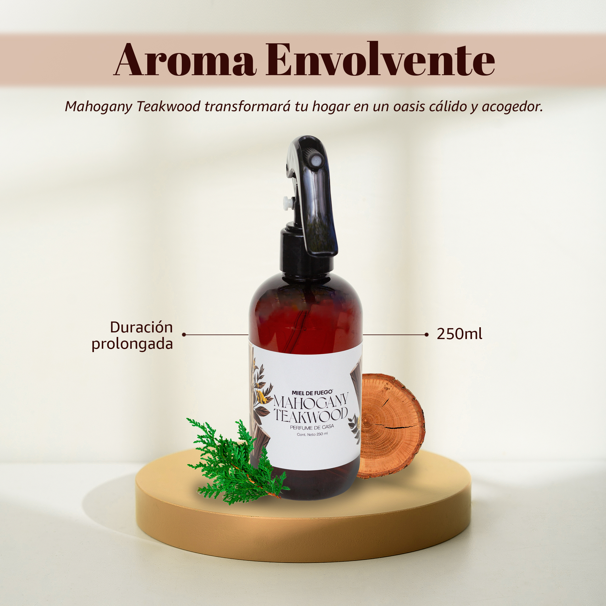 Perfume para Hogar 100% Natural – Aroma Mango y Coco | Aroma Duradero – 250 ml | Fusión de Madera de Cedro y Madera de Roble.