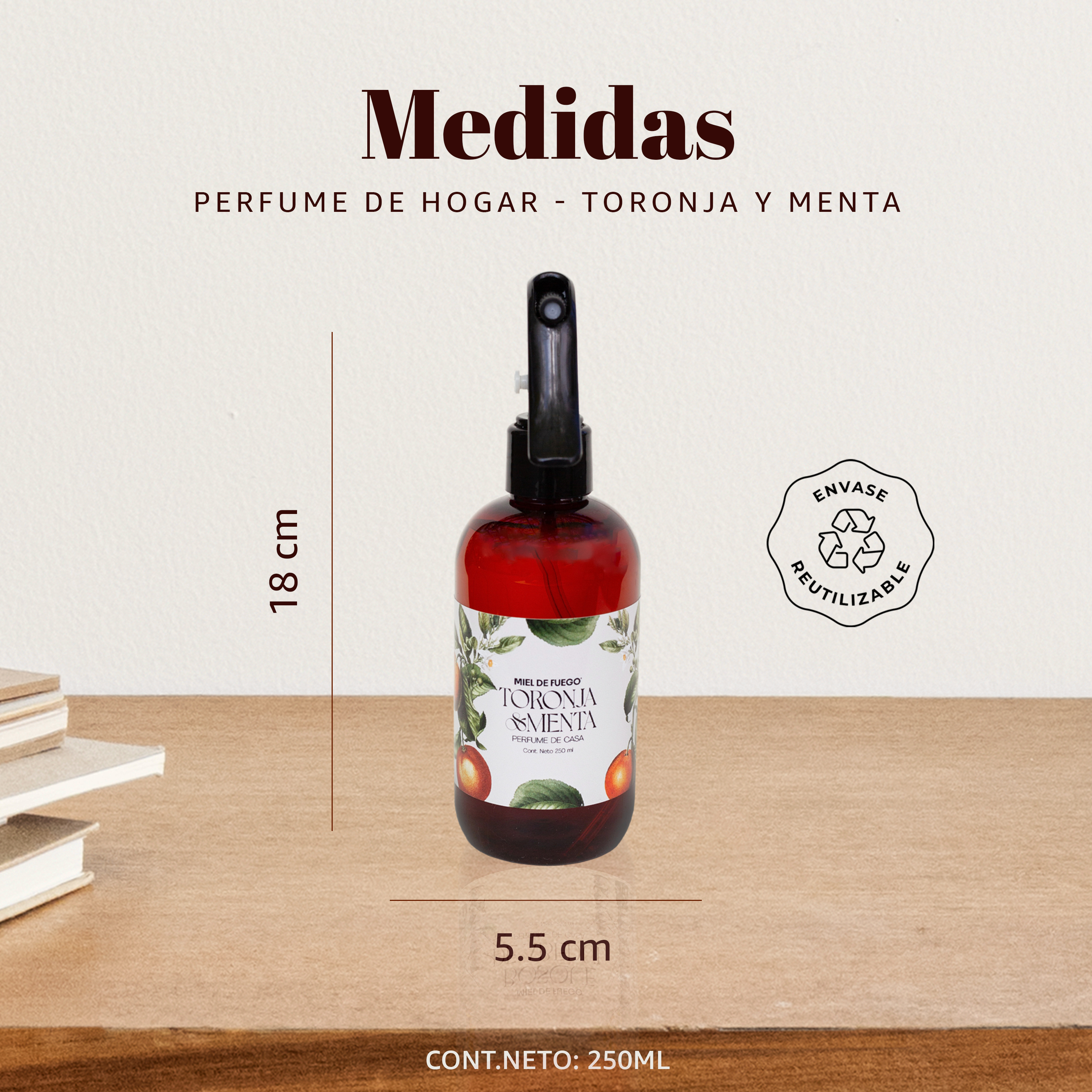 Perfume para Hogar 100% Natural – Aroma Mango y Coco | Aroma Duradero – 250 ml | Fusión de Toronja Madura y Picante con Menta Fresca del Jardín.