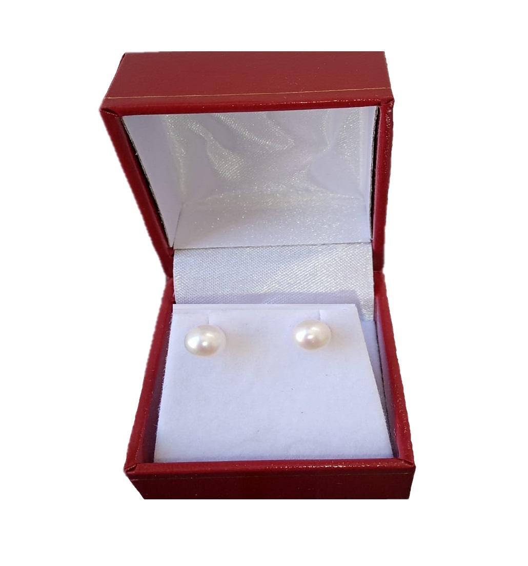 Aretes Perla Cultivada AAA y Oro Solido 14k. A090.