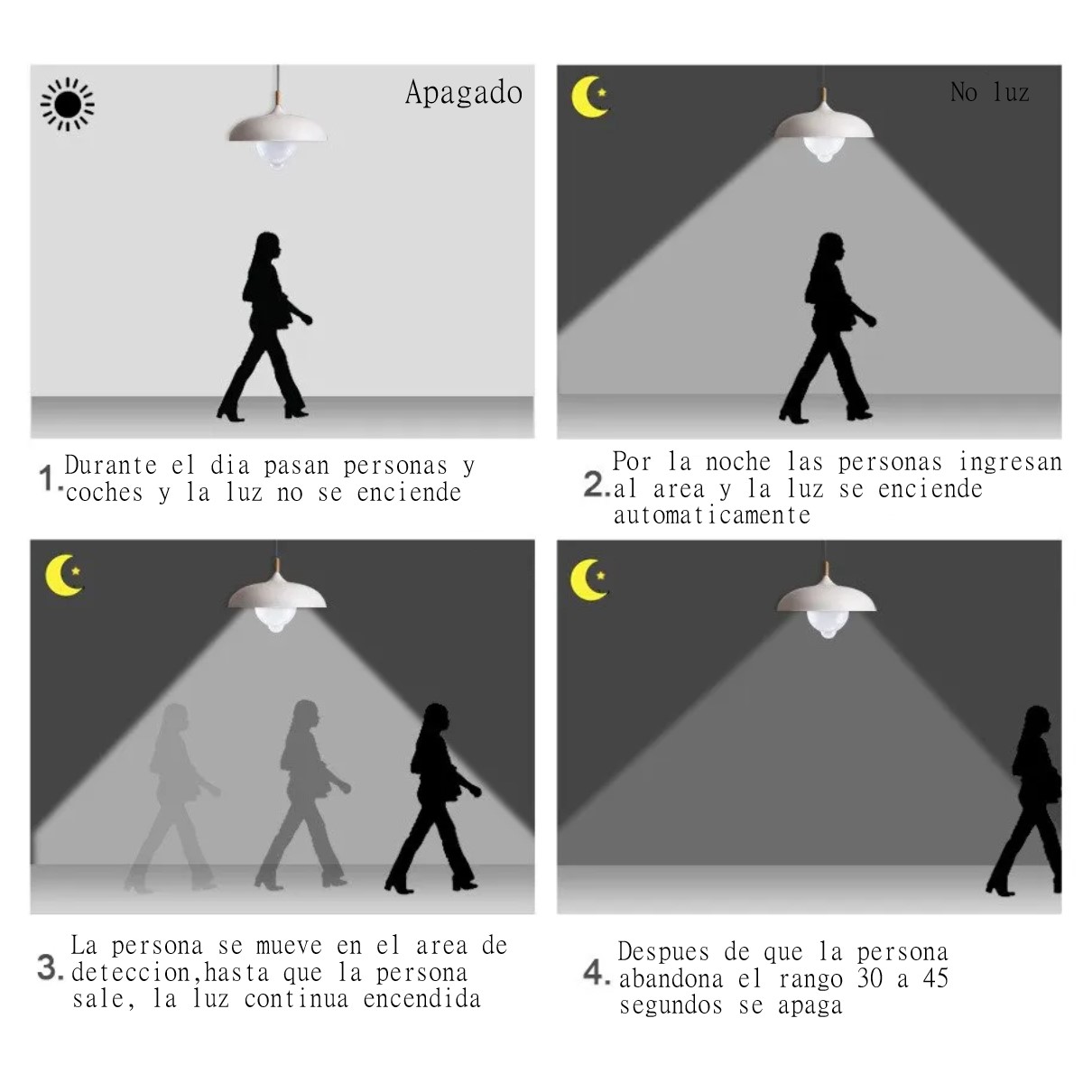 Focos Led Ahorrador Con Sensor De Movimiento 18w E27 nocturno blanco casa patio negocio cochera