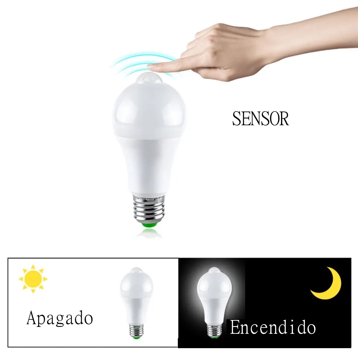 Focos Led Ahorrador Con Sensor De Movimiento 18w E27 nocturno blanco casa patio negocio cochera