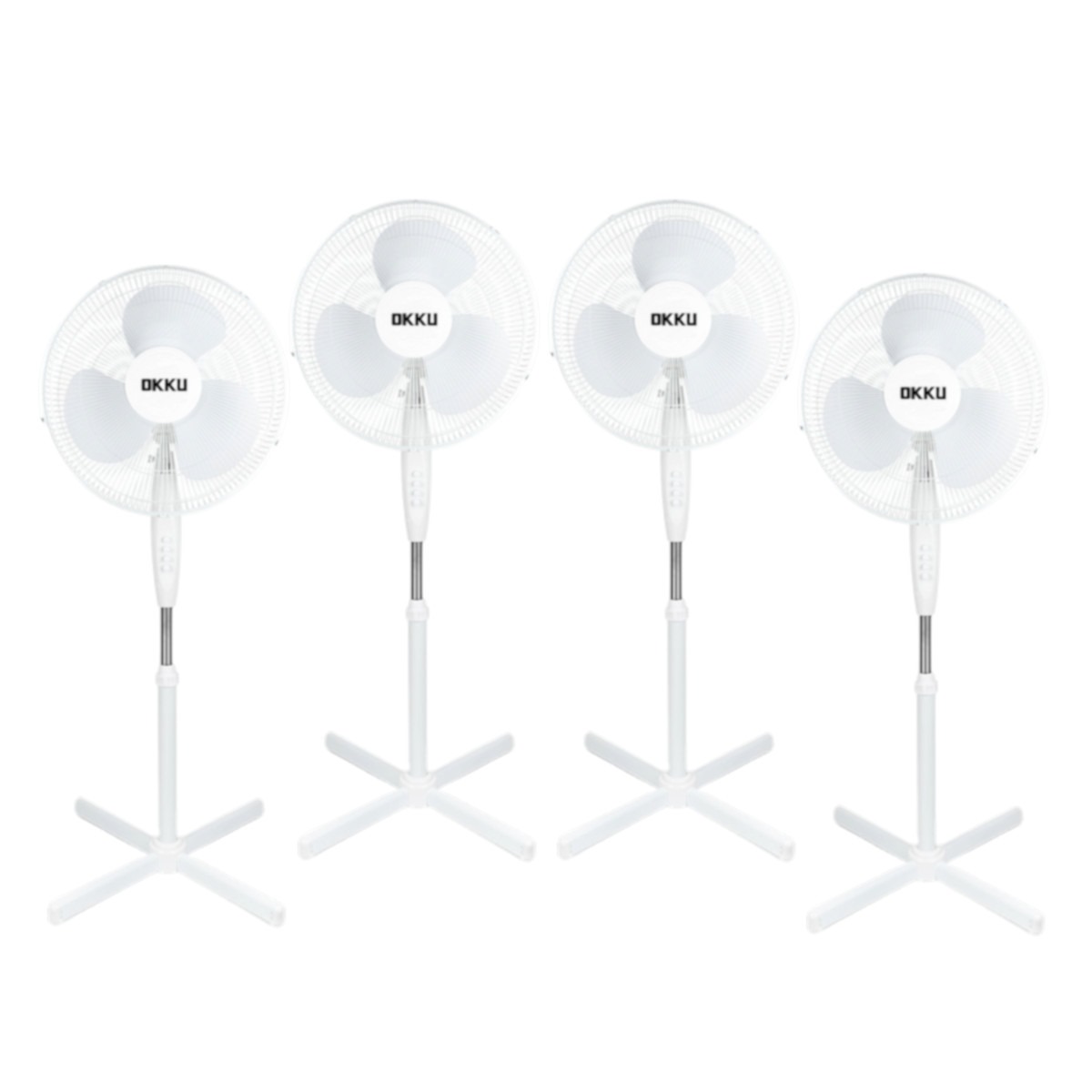 Ventilador Pedestal 16 pul 3 vel KIT 4 PIEZAS OKKU plástico.