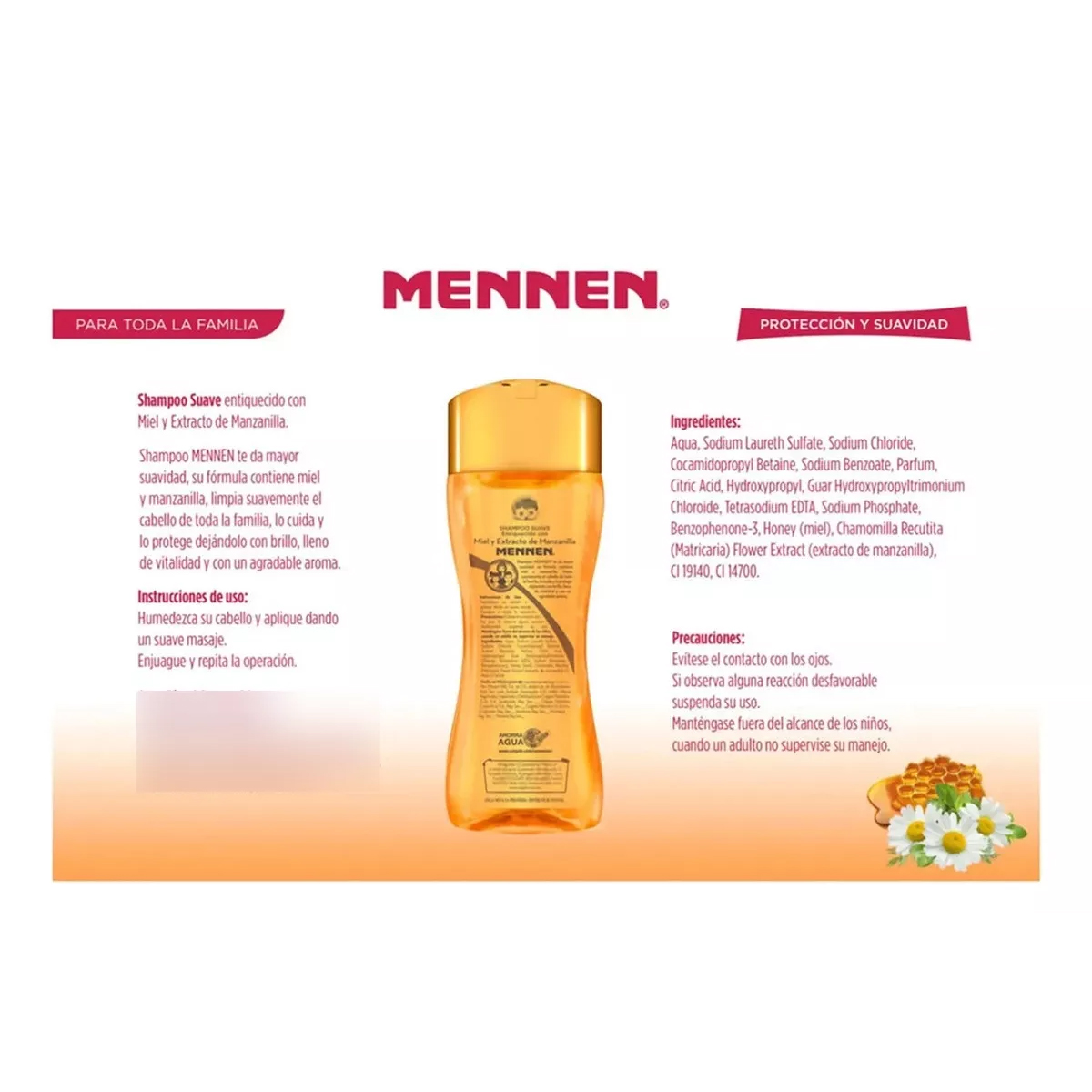 Shampoo Suave Mennen con Miel y Manzanilla 2 Piezas de 200 ml