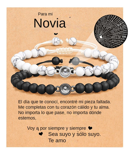Pulseras Para Parejas Joyeria Mujer Hombres Novios Color Negro/blanco