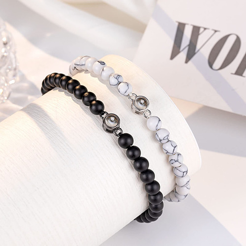 Pulseras Para Parejas Joyeria Mujer Hombres Novios Color Negro/blanco