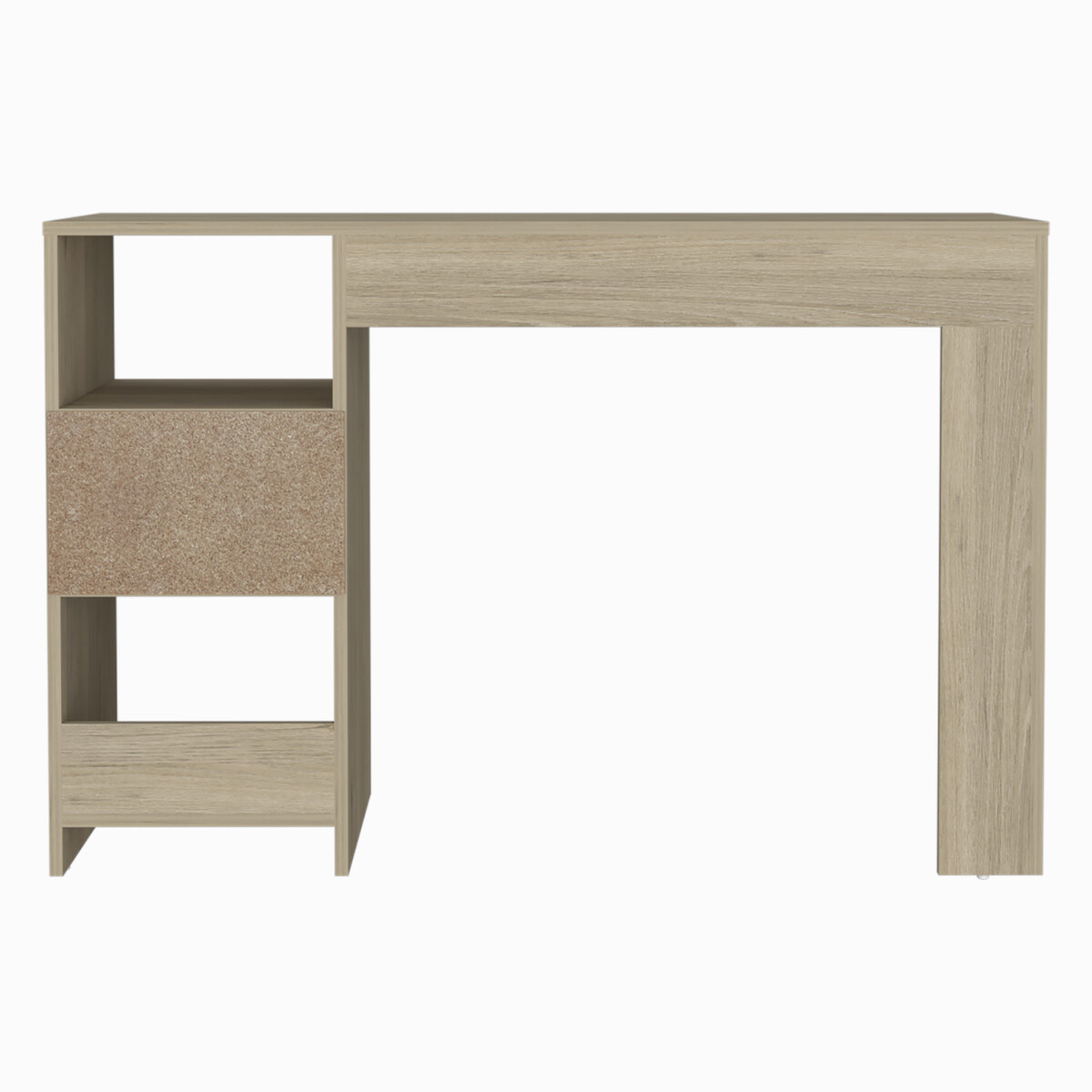 ESCRITORIO ARMABLE IDEAL PARA OFICINA O EL HOME OFFICE CON DOS ENTREPAÑOS Y UN CAJON .
