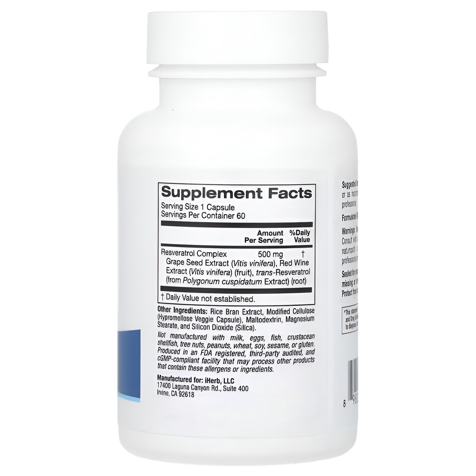 Complejo de resveratrol, 500 mg.