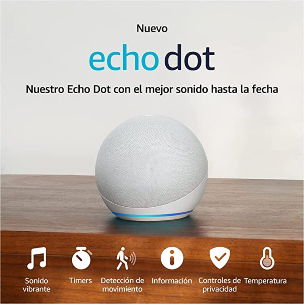 Amazon Echo Dot 5th Gen Con Asistente Virtual Alexa Glacier White / blanco .