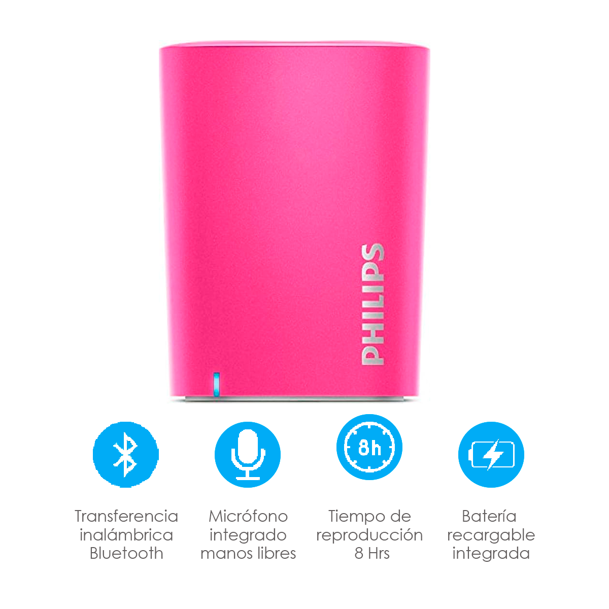 Bocina Portátil Phillips Rosa 2 W Bluetooth Bt-100p/27 Rosa.