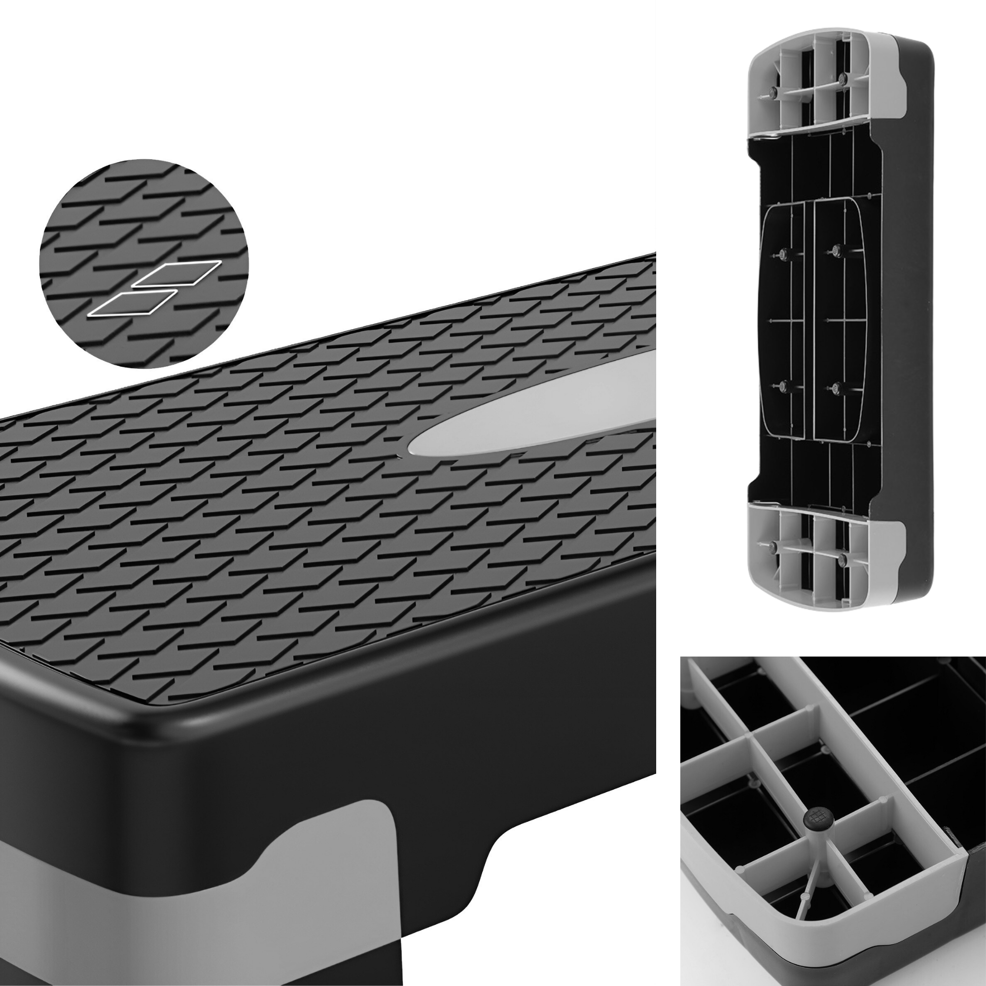 Banco Step Para Ejercicio Ecomlab Crossfit Fitness Ajustable Color Gris.