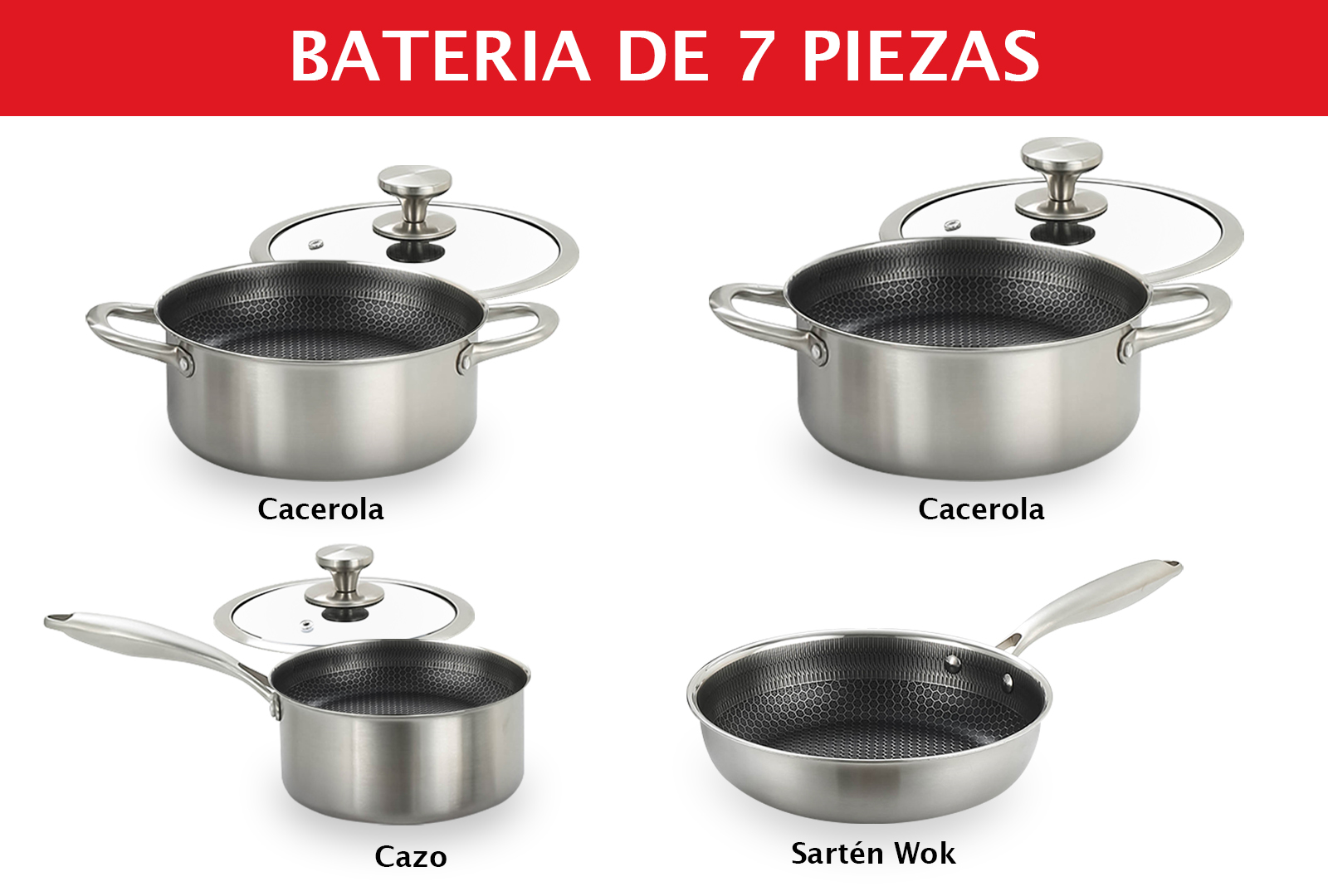 TRAVESSA SETX7 BATERIA DE ACERO INOXIDABLE PANAL DE ABEJA .