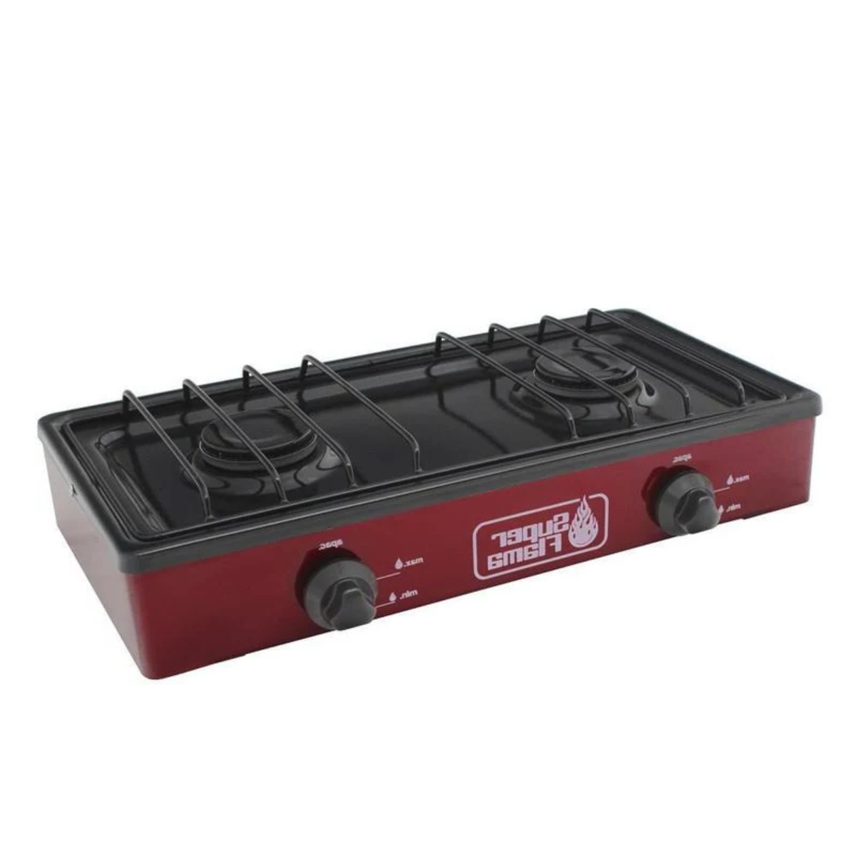 Parrilla de Gas Super Flama 2Q-CA-V 2 Quemadores / Cubierta de Acero Vino ALBY3