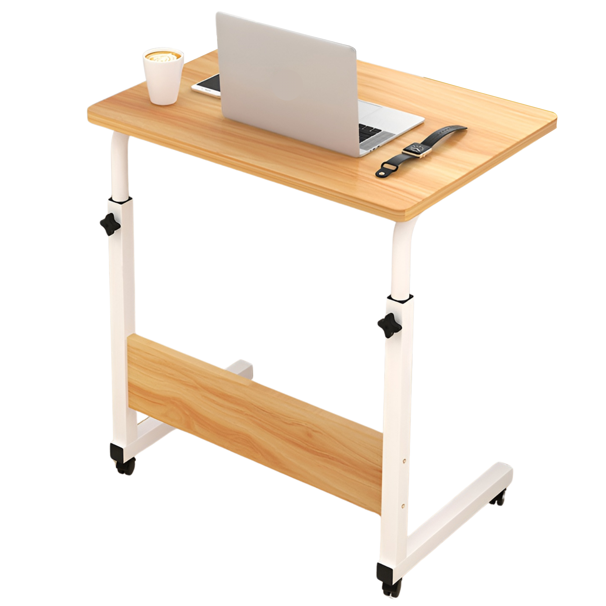 Mesa Lateral Minimalista Con Ruedas Ecomlab Altura Ajustable.