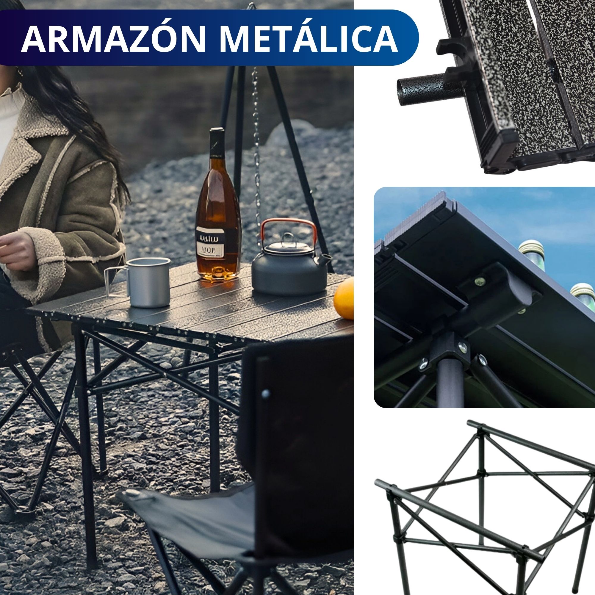Mesa Plegable Camping Con 4 Sillas Ecomlab Jardín Portátil.