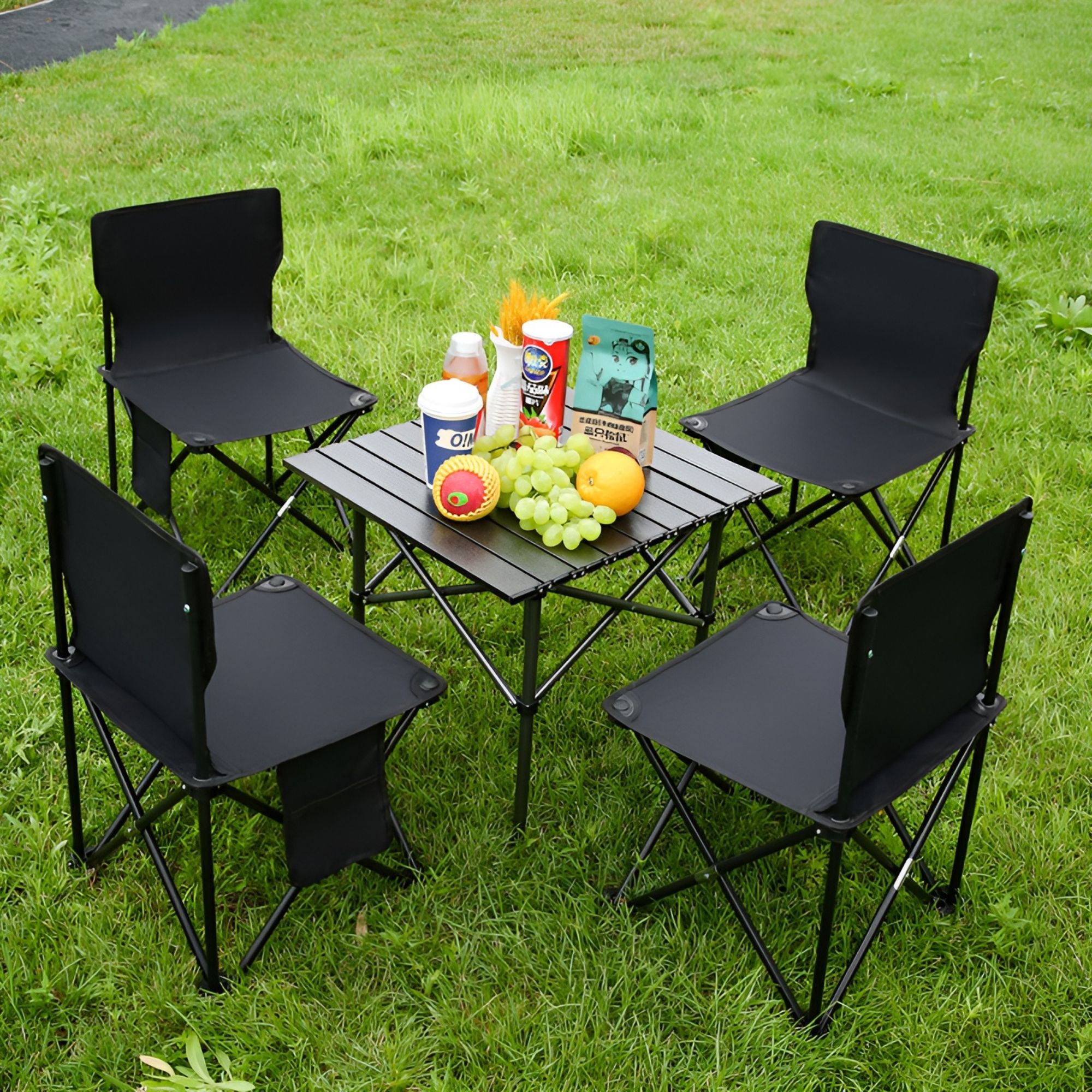 Mesa Plegable Camping Con 4 Sillas Ecomlab Jardín Portátil.