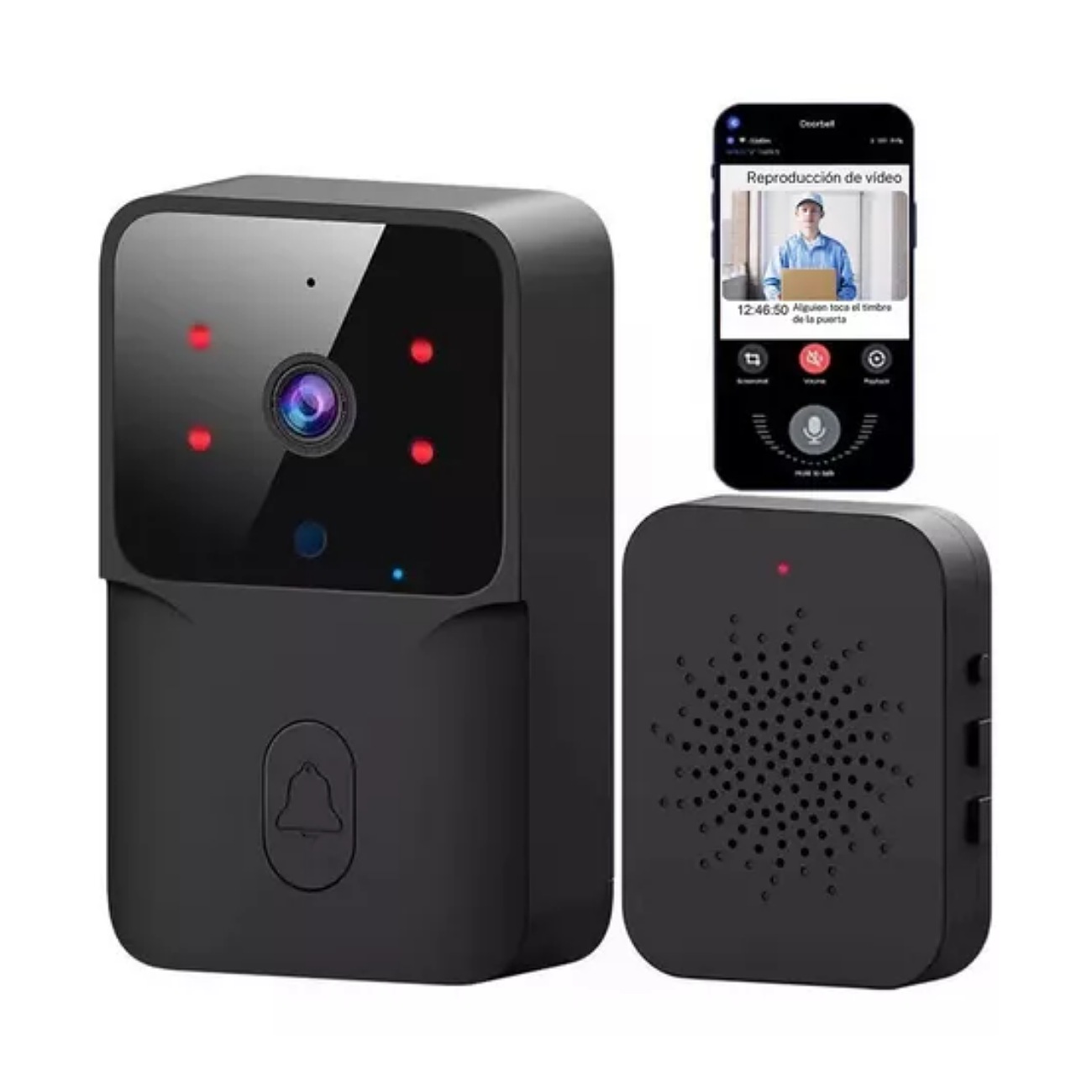 Campainha C/ Cámara Wifi S/filo Inteligente Interfone