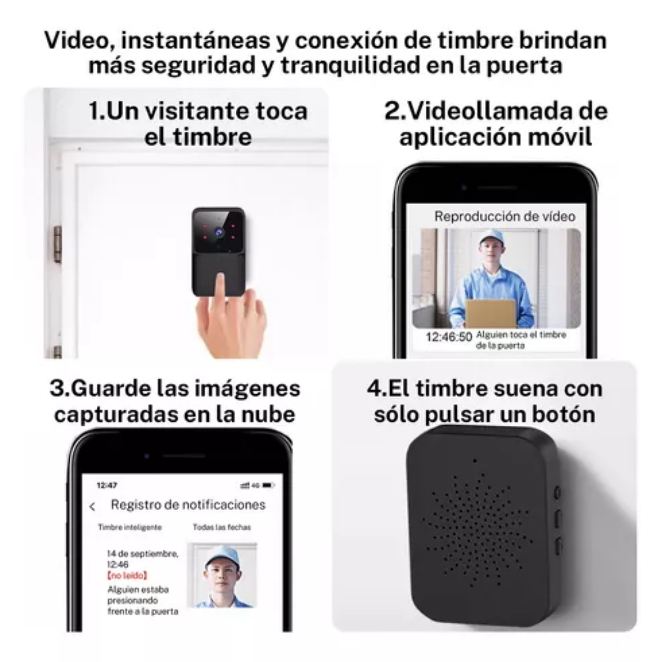 Campainha C/ Cámara Wifi S/filo Inteligente Interfone