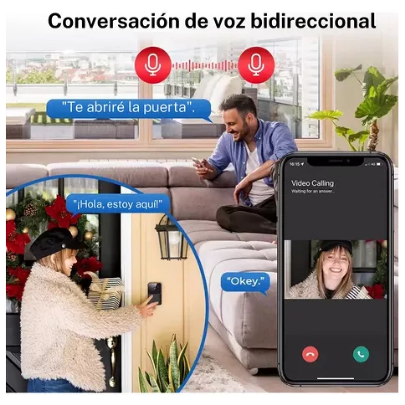 Campainha C/ Cámara Wifi S/filo Inteligente Interfone