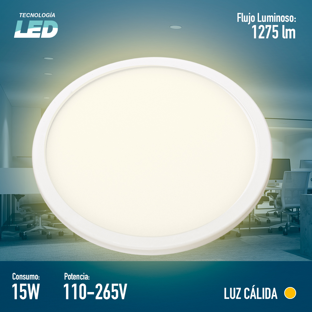 ICON Luminario Led Downlight Ajustable 15W Luz Cálida 3000K