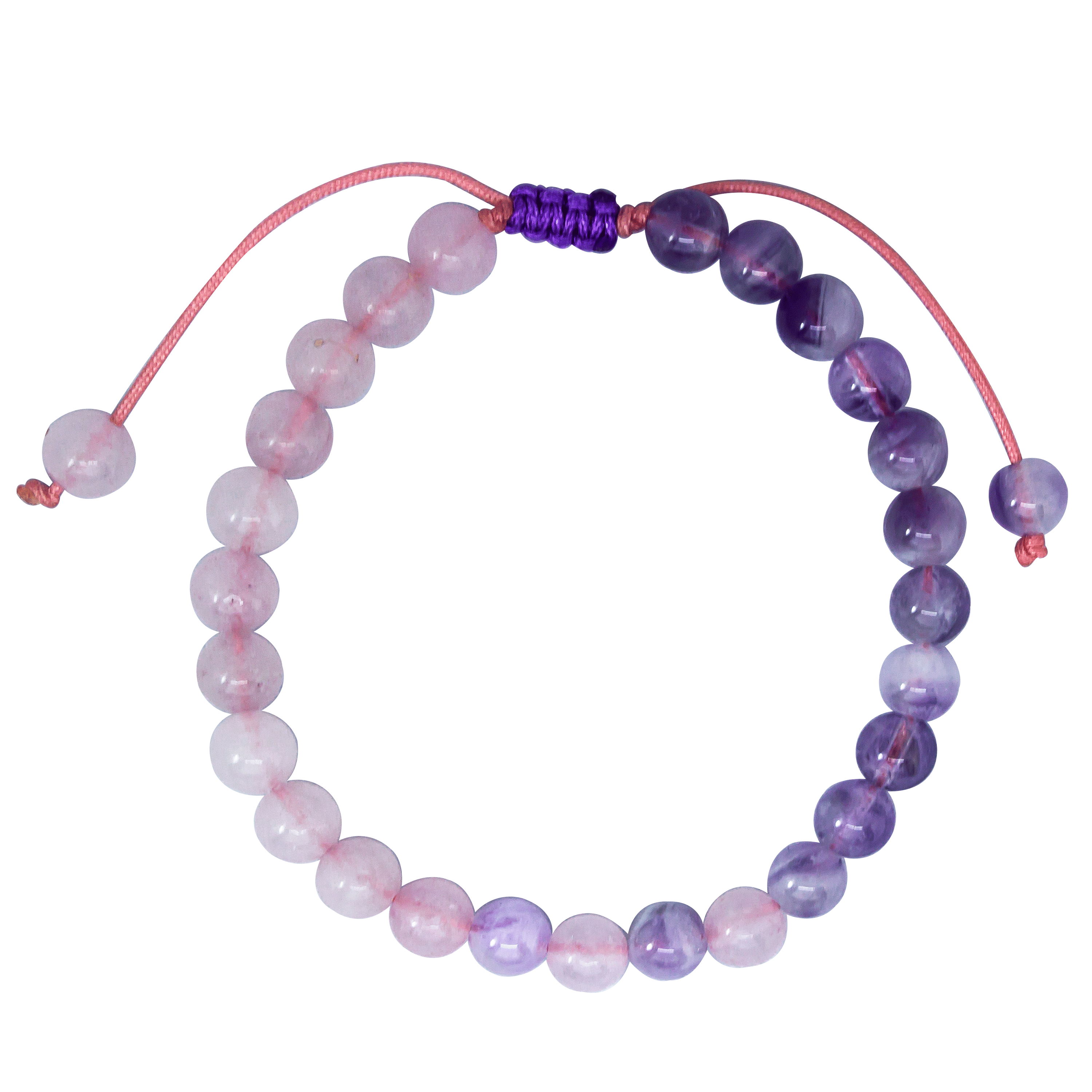 Pulsera Cuarzo Rosa y Amatista.