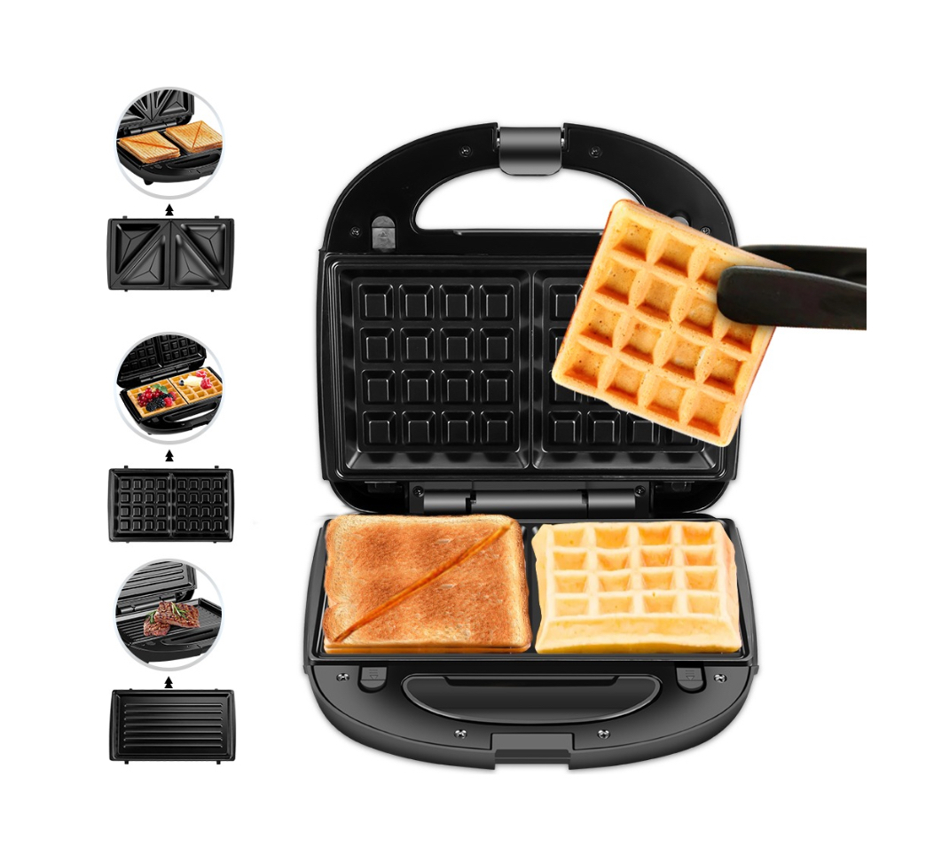 Máquina De Sándwich De Desayuno Multifunción 3 En 1 .