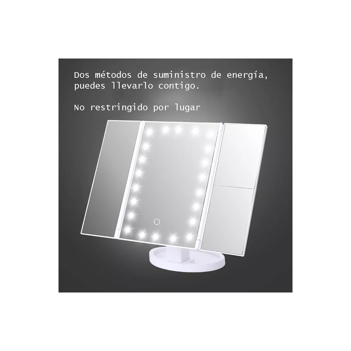 Espejo Maquillaje Luz Led Tríptica Aumentos Makeup.