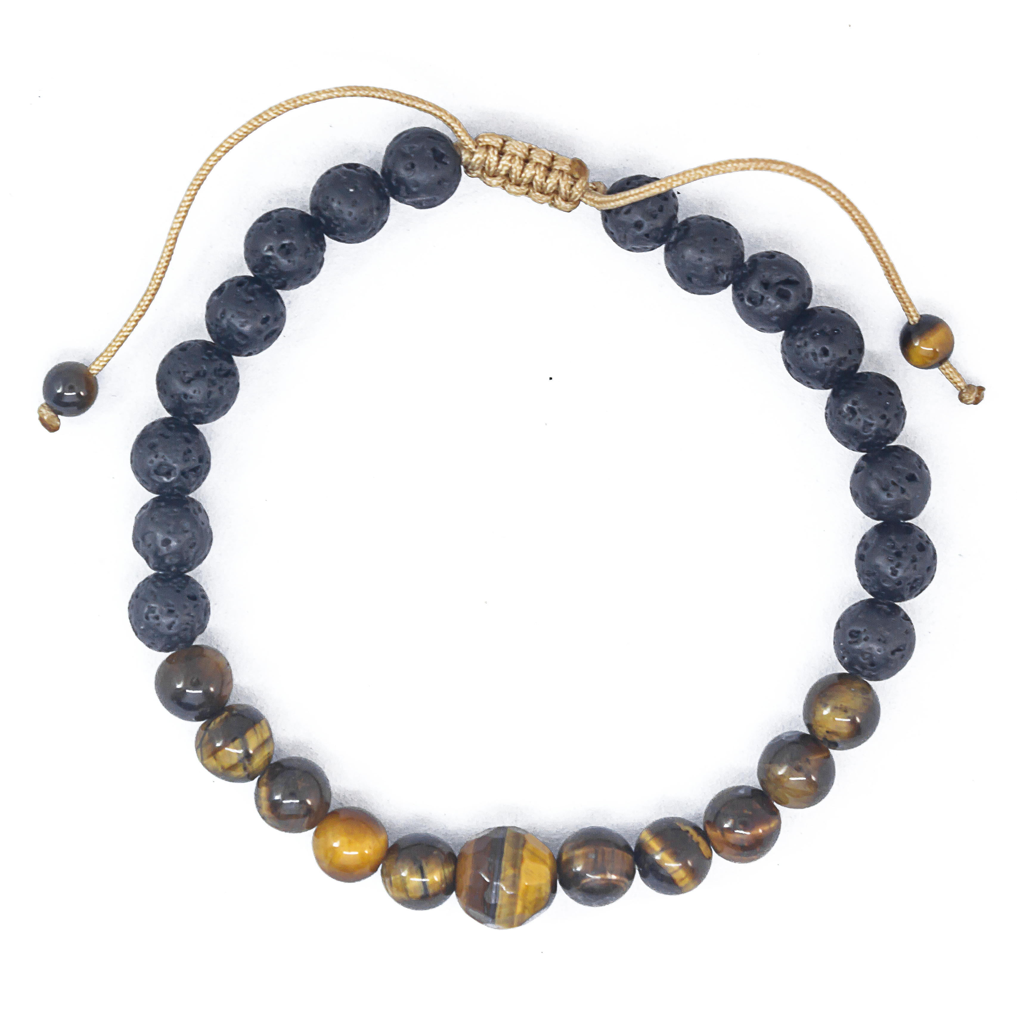 Pulsera hombre Ojo de Tigre y Piedra volcánica.