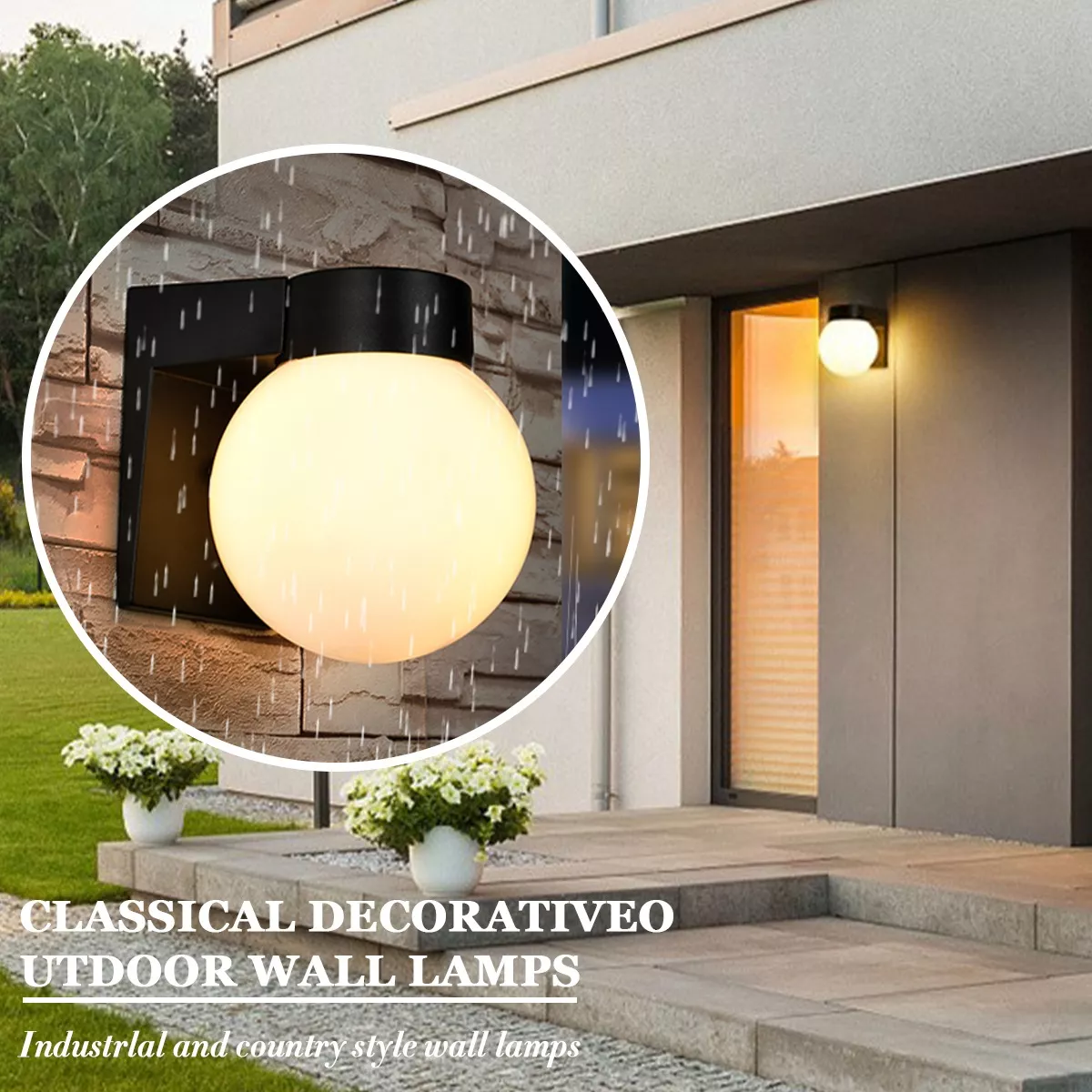 Lampara Pared Arbotante Tipo Globo Para Exterior/interior.