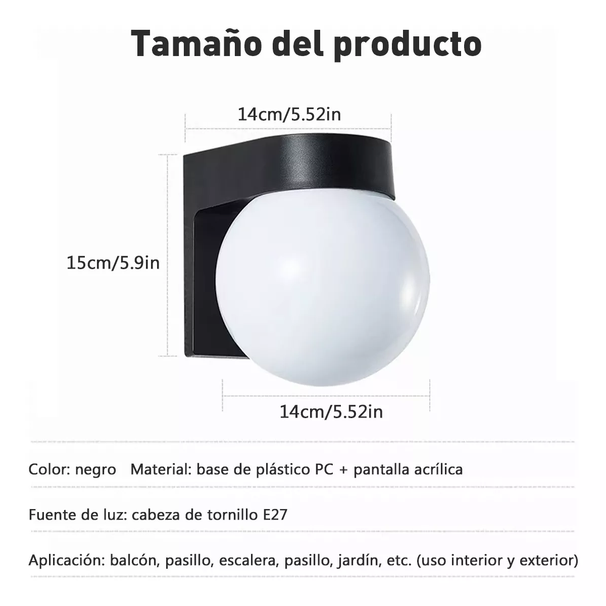 Lampara Pared Arbotante Tipo Globo Para Exterior/interior.