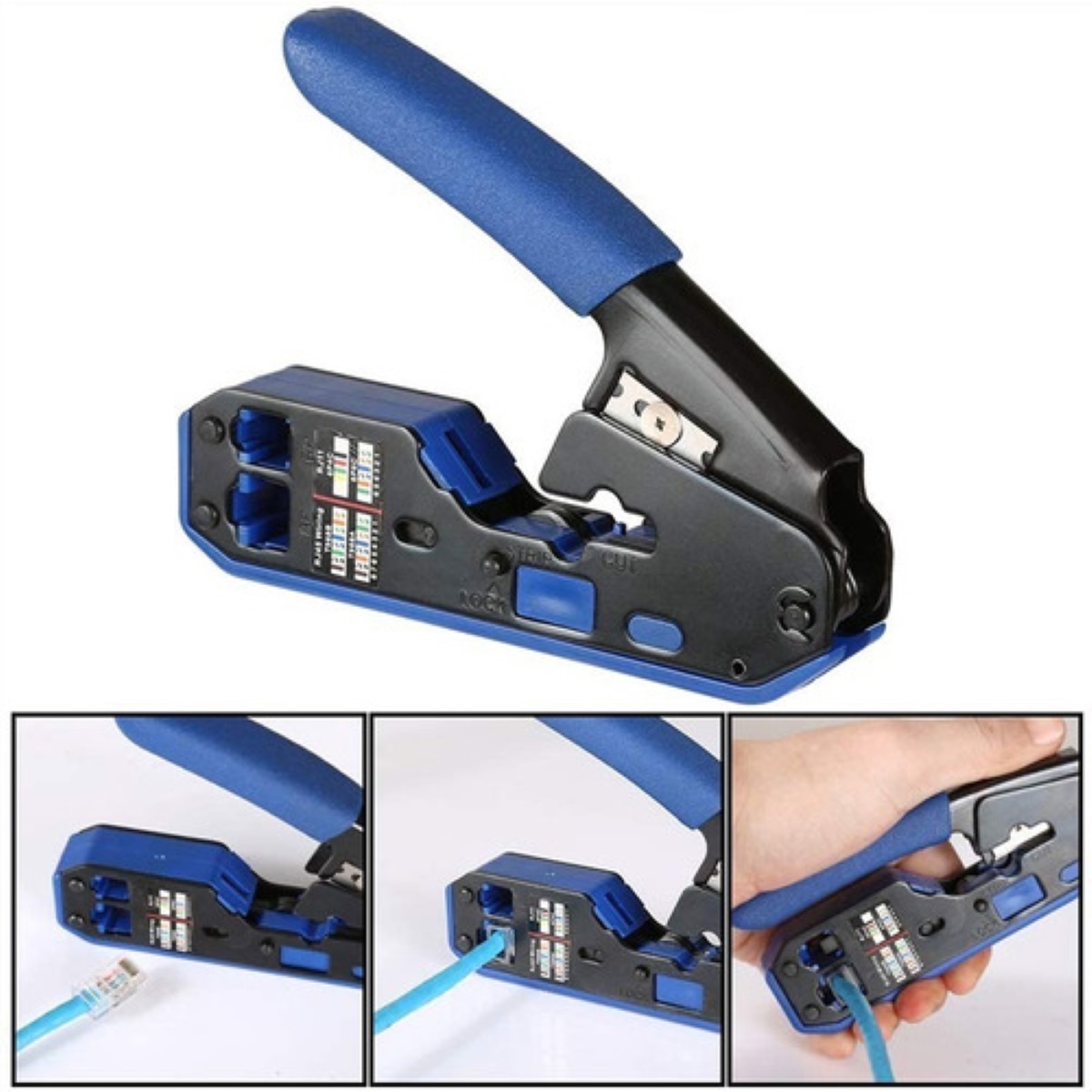 Pinza Pelacables De Cable Red Rj45 Cat6 Cat5e Cat5 Rj11 Rj12, Negro/azul.