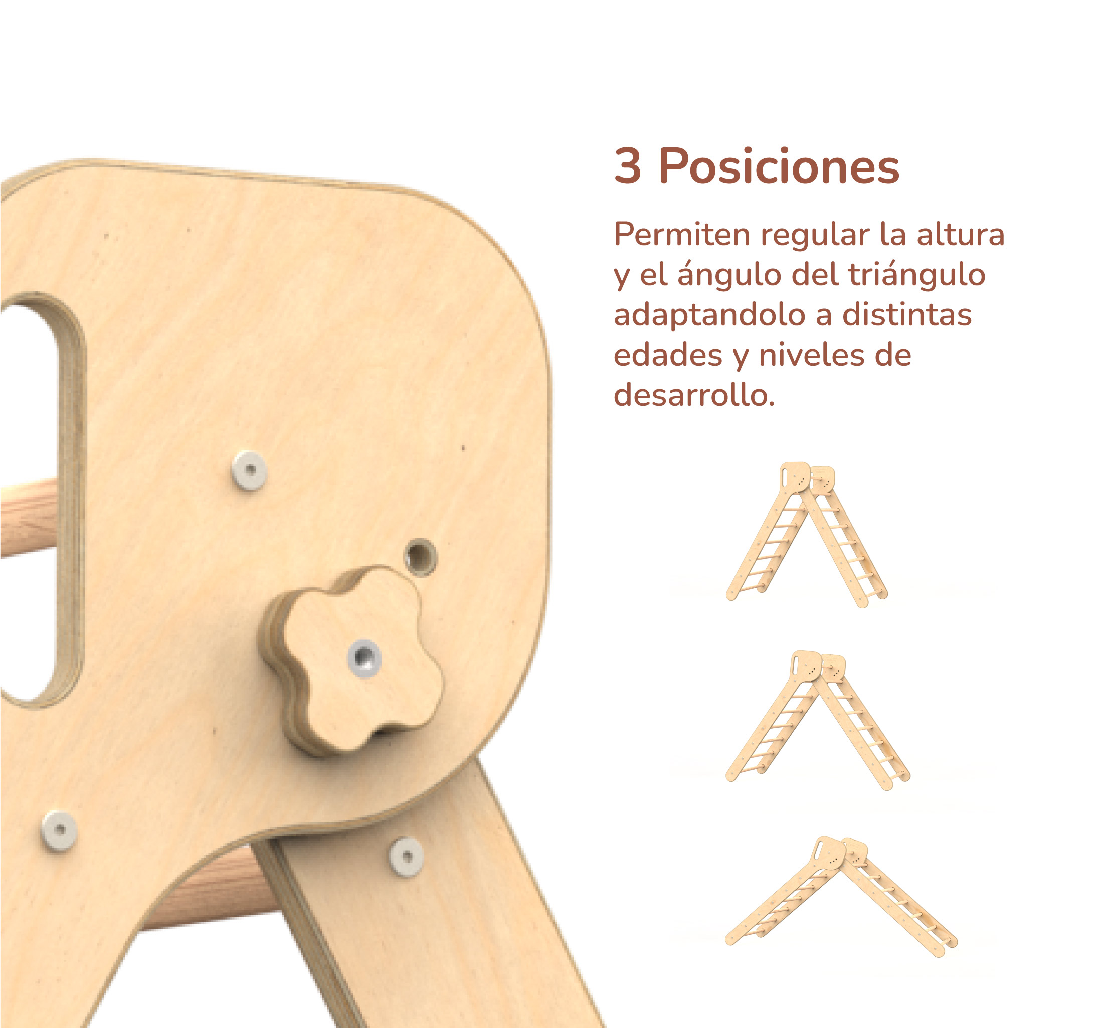 Triángulo de Escalada Grande Tres Posiciones Estructura de Juego Pikler para Bebés y Niños (Color Nube)