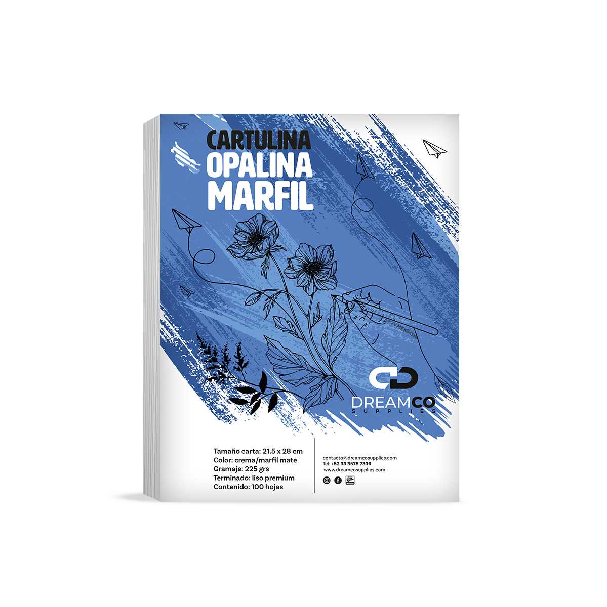 Cartulina Opalina Marfil Premium Carta 225grs Paq 100 Hojas