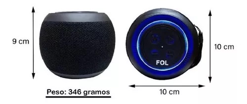 Bocina Bluetooth Portatil Fol C25 5w 1200mah Recargable Luz Negra.