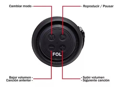 Bocina Bluetooth Portatil Fol C25 5w 1200mah Recargable Luz Negra.