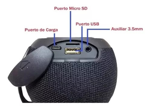 Bocina Bluetooth Portatil Fol C25 5w 1200mah Recargable Luz Negra.