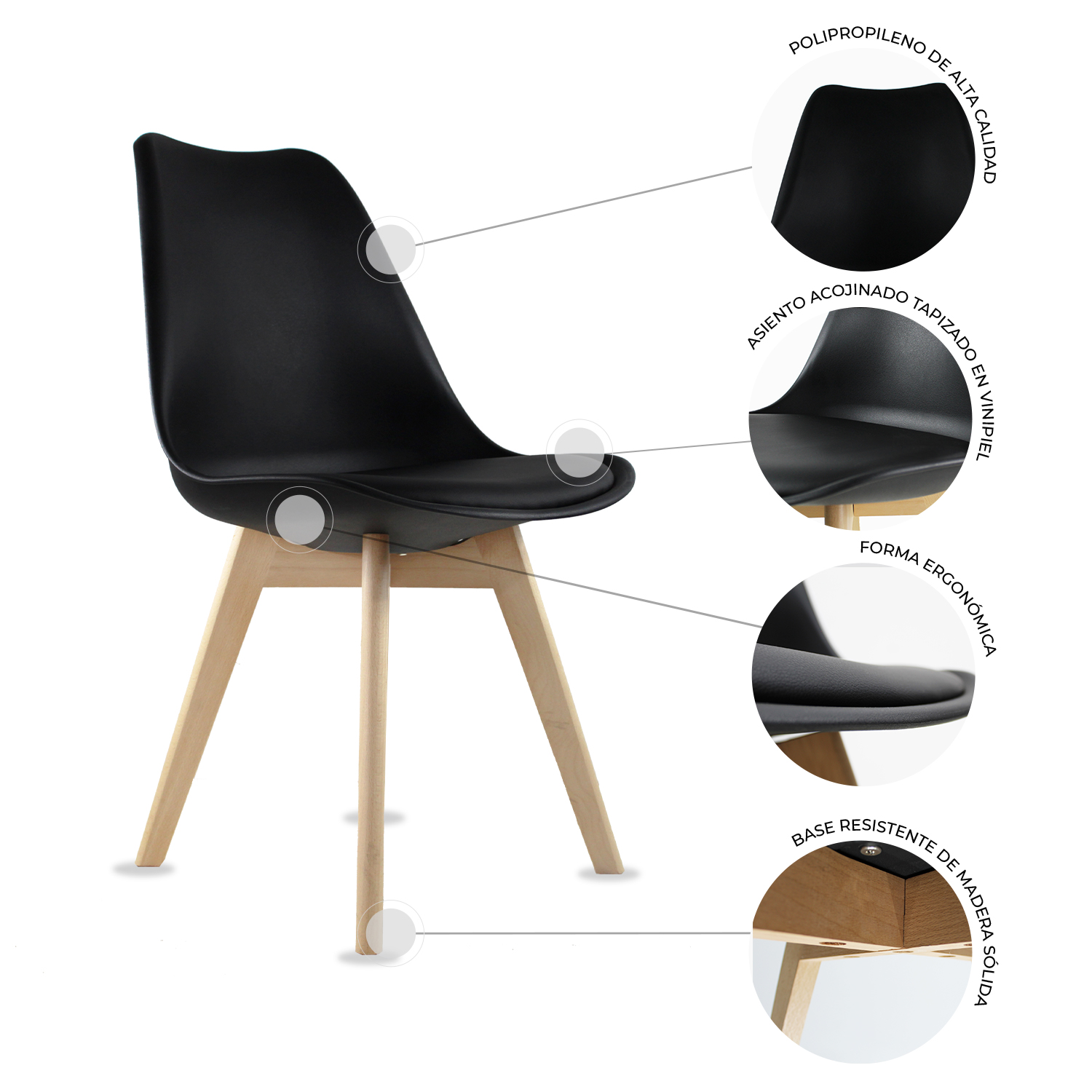 Set 2 Sillas Eames Hogar Frankfurt Negro Mundo In.