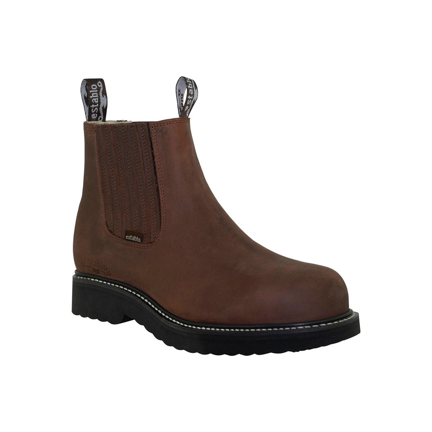 Bota Botin De Trabajo Con Casquillo Establo Modelo 500 Café Crazy.